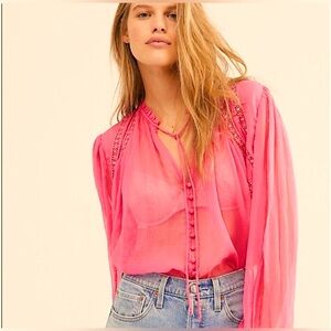 Free People Chiffon Semi-sheer blouse
